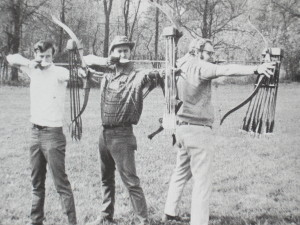 A common interest in bowhunting and a lasting friendship formed in Fort Wayne, Indiana,  led to the founding of Bowhunter Magazine. That's Bob Schisler, me, and lefty Don Clark shooting our bows about the time our magazine debuted in 1971.